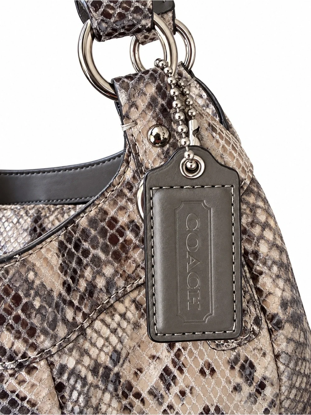 Coach Vintage Y2K Madison F19678 Python Embossed Leather Hobo Bag 13”